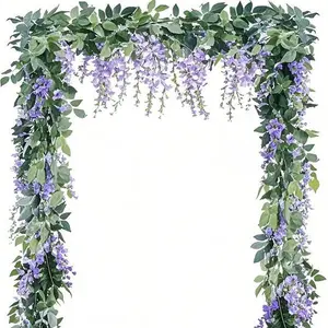Light Purple Artificial Wisteria Garland - 33 Ft Fake Hanging Vine for Wedding Decor - Floral Arrangement Backdrop - Durable Reusable Silk Flowers - Home Garden Party Decoration