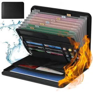 File Storage File Storage Fireproof Accordion File Organizer, Portable Expanding File Folder with Waterproof Zipper&Labels, Black Document Organizer with 13 Pockets, File Organizer for Important Document/Paper Storage