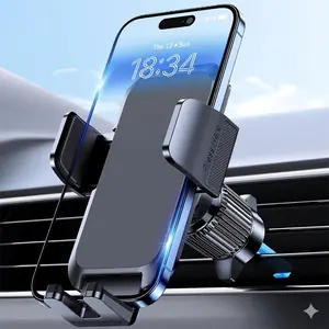 Car Phone Holder Mount – Super Stable Air Vent Clip with Metal Hook, 360° Rotation & One Button Release