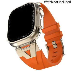 Silicone Watch Band (Band Only), Fashionable Watch Band for Men, Smart Watch Accessories Compatible with iWatch Series 9 8 7 SE 6 5 4 3 2 1