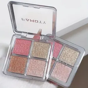 YTOMA4 4 Color Face Highlighter Palette Natural Glow Waterproof Glitter Shimmer Baked Powder Makeup for Versatile Looks