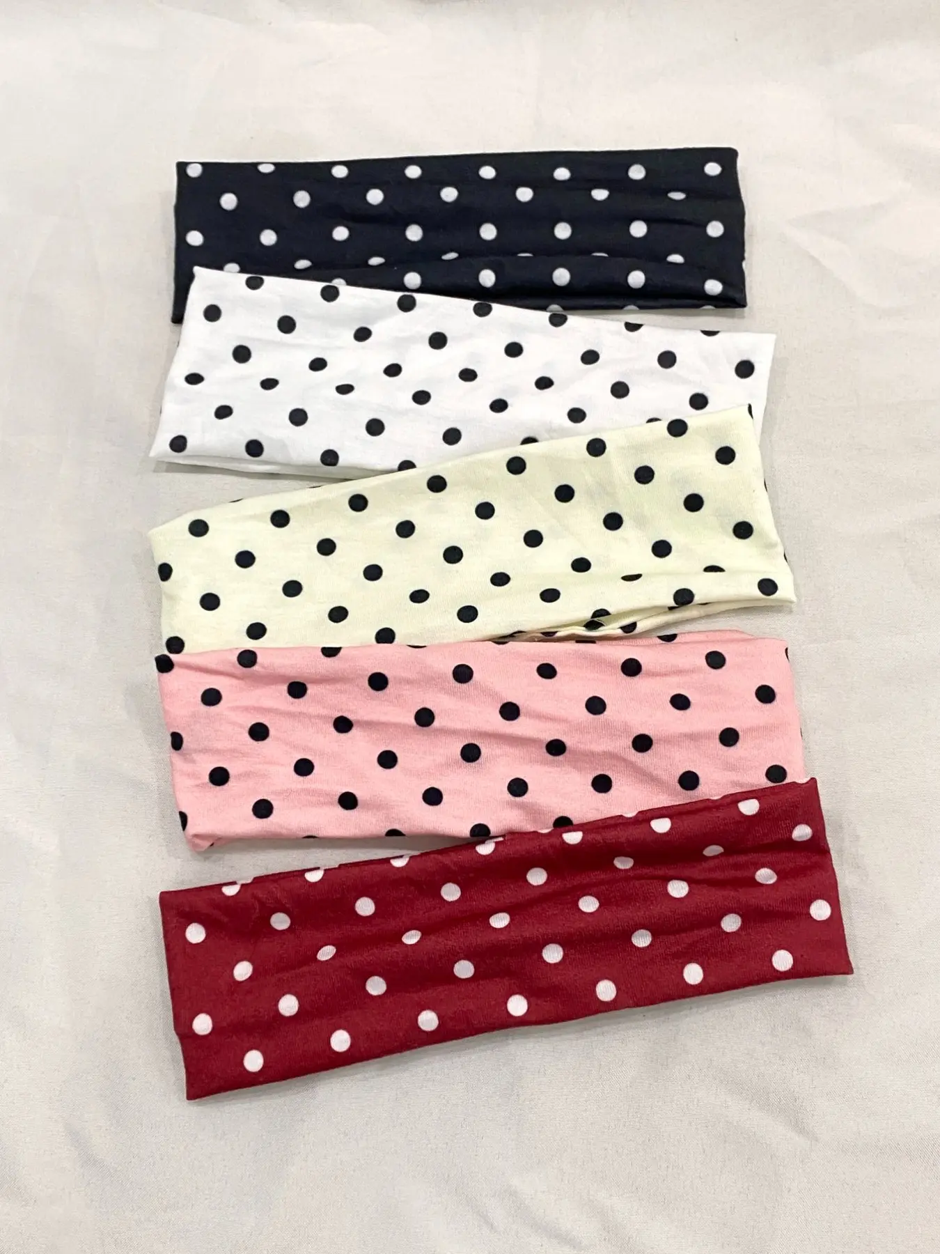 5-Piece Polka Dot Headband Set, Headbands for Women, Stretchy Headbands, Casual Hair Accessories for Women and Girls, Minimalist Polka Dot Headbands, Elastic Headbands, Hairbands