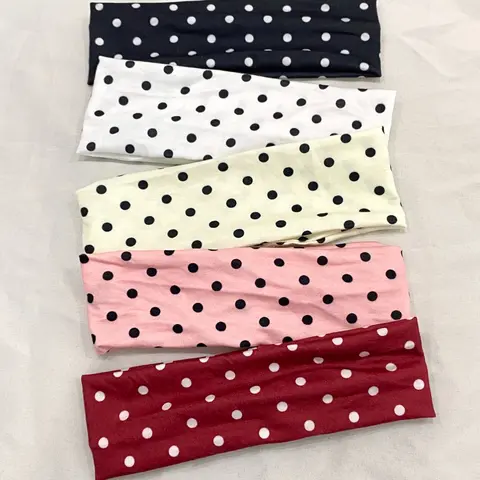 5-Piece Polka Dot Headband Set, Headbands for Women, Stretchy Headbands, Casual Hair Accessories for Women and Girls, Minimalist Polka Dot Headbands, Elastic Headbands, Hairbands