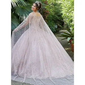 Vizcaya by Morilee Glitter Net Quince Cape 89299