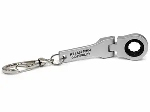 "My Last 10MM Hopefully" 10MM Wrench Keychain Engraved Gag Gift for Mechanics Dads Coworkers Auto Shop Toys