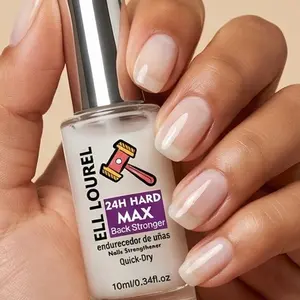 ELL LOUREL 24H HARD MAX Back Stronger Nail Strengthener, 10ml Quick-Dry Nail Hardener, Maximum Strength Formula for Long-Lasting Hardness, Prevents Breakage & Damage, 24-Hour Protection, Protective Nail Care Treatment, Salon Quality, Nail Lovers Gift
