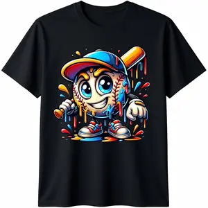 Baseball Mascot Drip Baseball Drip Baseball Ice Cream Drip T-Shirt Graphic tees