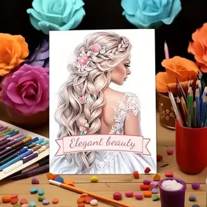 Elegant Women Portrait Coloring Book, Romantic Style, Single Page Printing, 24 Pages, Perfect for Relaxation and Creativity