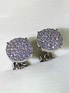 1 Pair Round Shaped Rhinestone Decorated Stud Earrings, Fashionable Earrings For Women, Fashion Jewelry Party, Anniversary Birthday Jewellery Gift, Studs Earrings