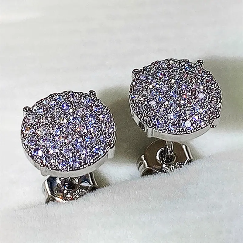 1 Pair Round Shaped Rhinestone Decorated Stud Earrings, Fashionable Earrings For Women, Fashion Jewelry Party, Anniversary Birthday Jewellery Gift, Studs Earrings, Sparkling Ear Jewelry