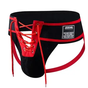 Lace Up Jock Strap with Front Pouch and Adjustable Binding Straps