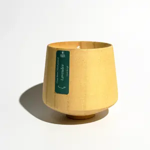Boho Wooden Candle Calming Lavender Aroma Organic Soy Wax Natural Design Ideal for Mindful Living Relaxation - Decor, Floral