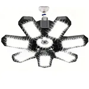 LED Garage Light, 6500K Garage Lights Ceiling LED with 7+1 Adjustable Panels, E26/E27 Bulb Socket Lighting for Shop, High Bay, Attic, Basement, Warehouse