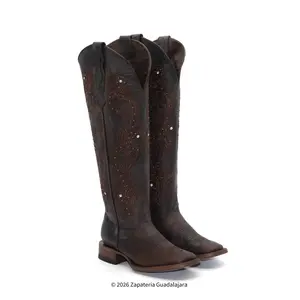 Tall Wide Square Toe Chocolate Leather Boot-H22T2694