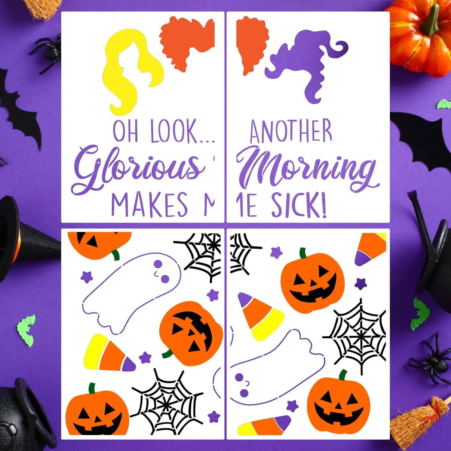 Halloween Stencils for Door Mats Large Halloween Doormat Stencils  Ghost Pumpkin Sanderson Sisters Draw Templates for  Doormat Fabrics DIY Crafts Decor