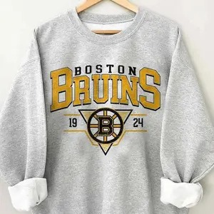 [Sale Up To 30%] + [Free Ship] Retro Boston Ice Hockey Crewneck Sweatshirt, Retro Bruins Est 1924 Unisex Sweatshirt, Hockey Lovers, Hockey Tee
