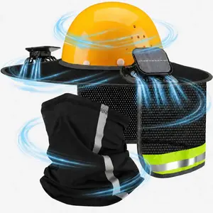 Hard Hat Solar Fan Shade, Dual 600mAh Solar Fans, 3-Speed Type-C Rechargeable Cooling Helmet Cover, Wide Brim Reflective Sun Protection for Construction & Outdoor Work
