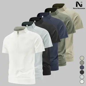 Men's Quarter Zip Athletic Shirt Short Sleeve Mock Neck Slim Fit Breathable Lightweight Soft Fabric Versatile for Casual Sports Gym Everyday Wear Warm Weather Comfortable Stylish Fit Multiple
