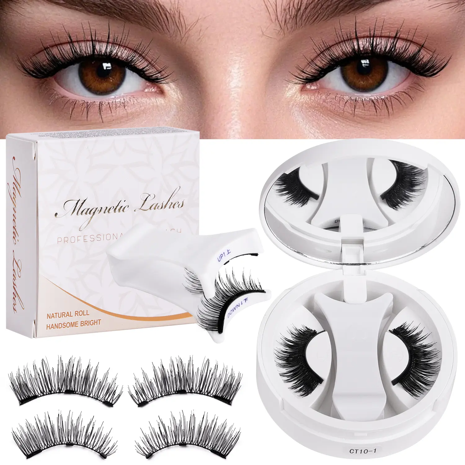 Women's Magnetic Lash Extensions Kit - Glue-Free, Reusable, 1 Set Synthetic Fiber, Long-Lasting, Lightweight, Sensitive Safe, Multiple Styles, Hypoallergenic Cosmetic for Daily & Party Looks, Eyelashes Extensions, False Eyelashes & Adhesives, Nature, Fluf