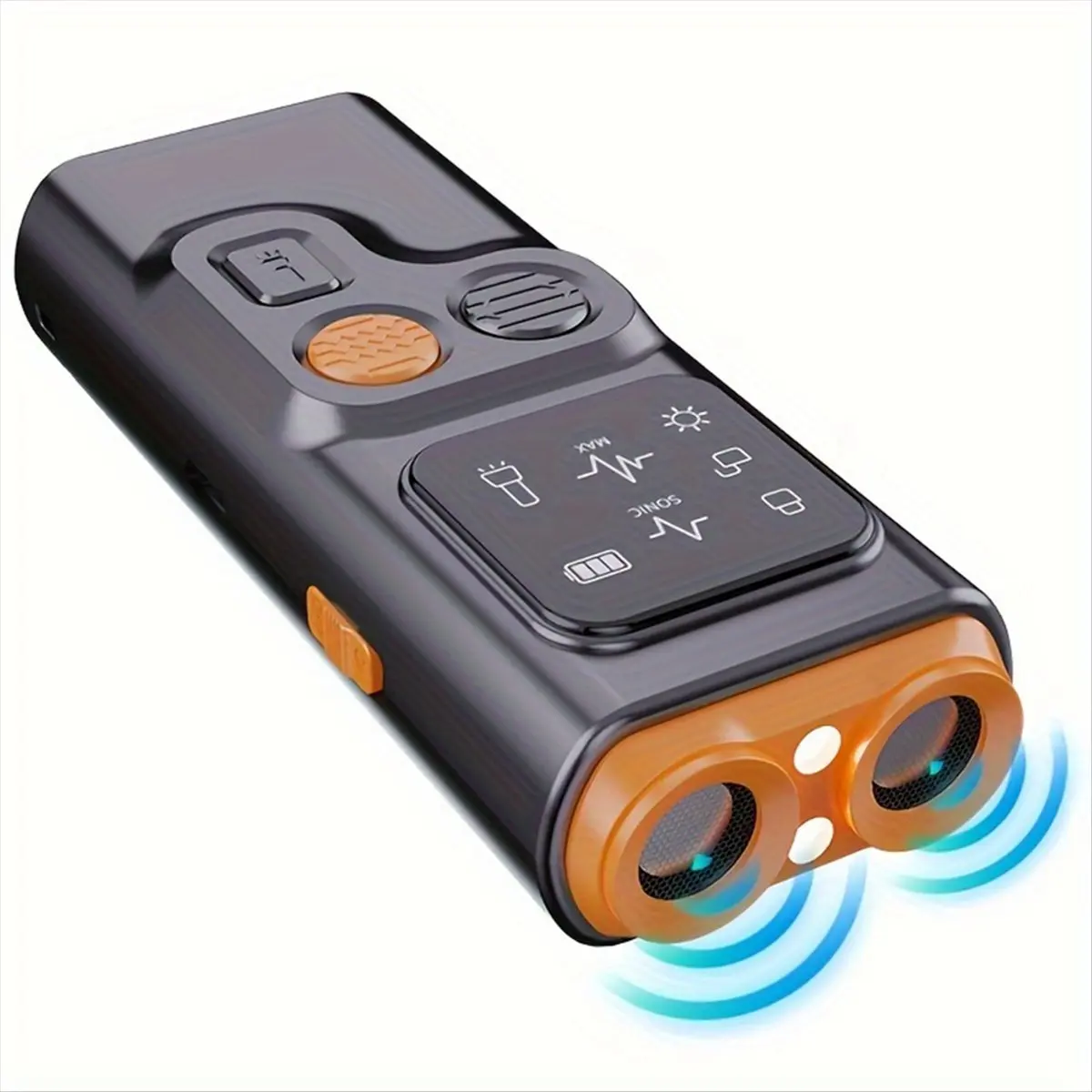 USB Rechargeable Sonic Dog Repeller - Dual Ultrasonic Emitter, High-Frequency LED Flashlight, Outdoor Automatic Anti-Barking Device with Easy Hang Design, IPX4 Waterproof (Car Exterior Accessory Decoration)