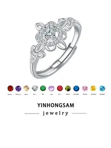 Celtic Knot CZ Birthstone Witch Ring for Women, Trinity Knot Promise Ring, Nudo De Bruja Pagan Wiccan Magic Witchcraft Irish Jewelry Gifts for Women