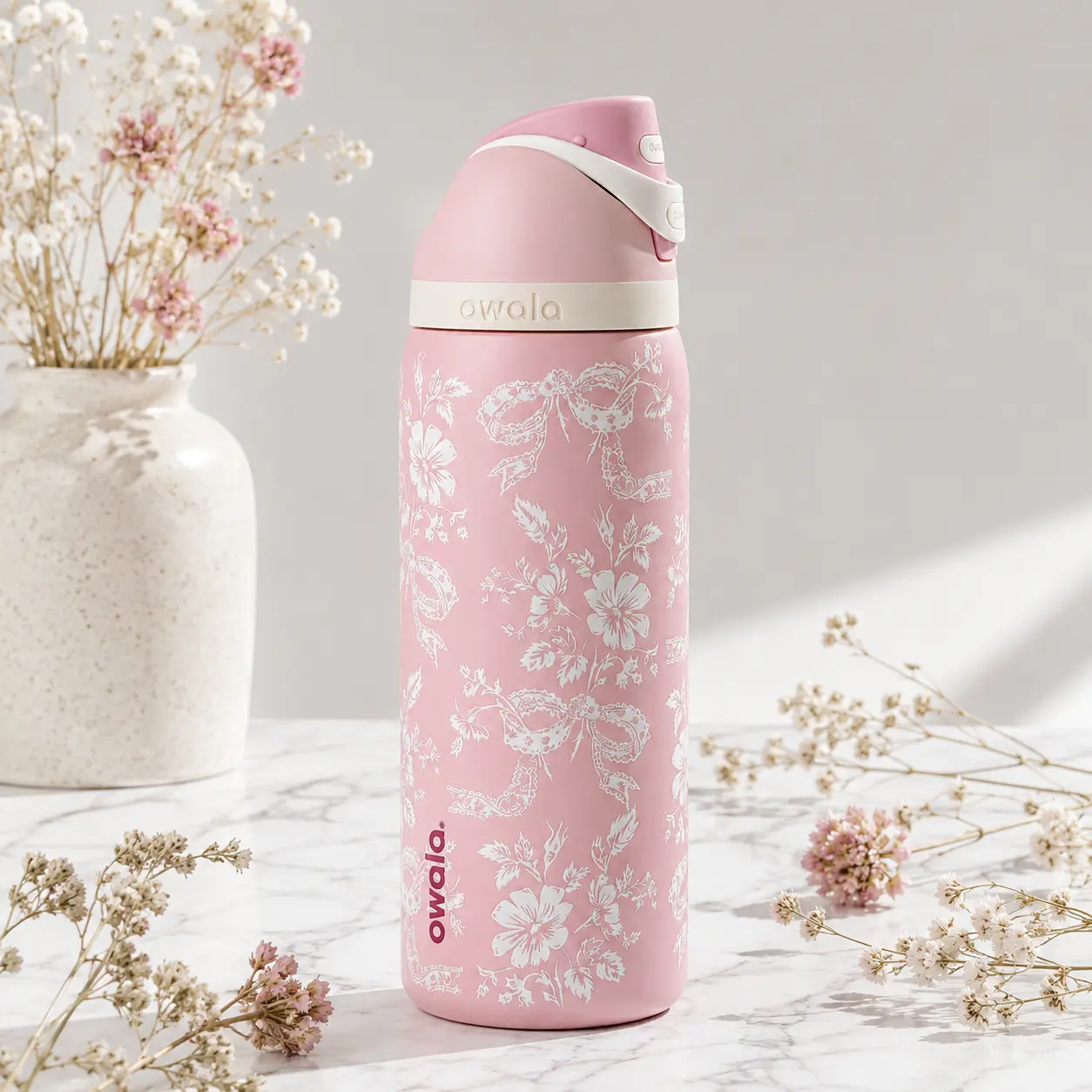 Owala Cute Insulated Stainless Steel Water Bottle with Straw Lid & Carry Handle 32Oz