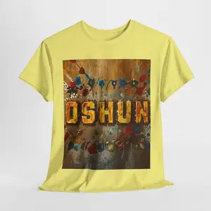 Unisex Heavy Cotton Tee, OSHUN, ORICHAS, GERREROS, CUBA Casual Comfort Fabric Fashion Fit Shirt Top Womenswear Basic Medium Smooth Underwear Women Lady Tshirt Streetwear Summer Crewneck Round Neck Shortsleeve