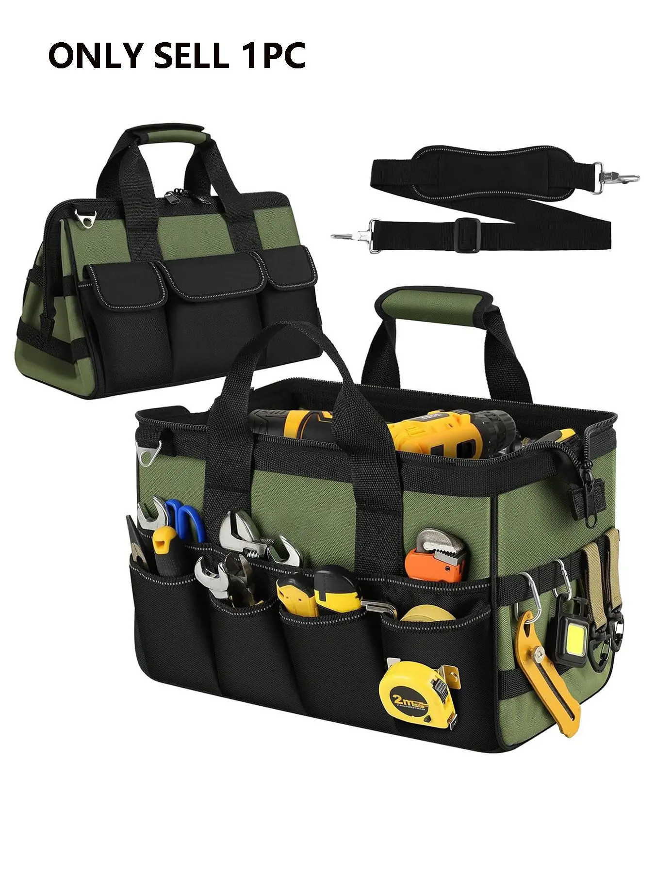 Tool Box, Foldable Storage Case, Large Capacity Durable Handheld Tool Kit, Tool Organizer, Ideal for Woodworking, Electricians, Maintenance Workers