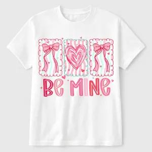 Be Mine Valentine T Shirt for Women and Girls, Cute Pink Coquette Bow Heart Graphic Tee, Preppy Love Aesthetic Shirt, Romantic Valentine Outfit, Galentine Gift Idea, Trendy Valentine’s Day Top