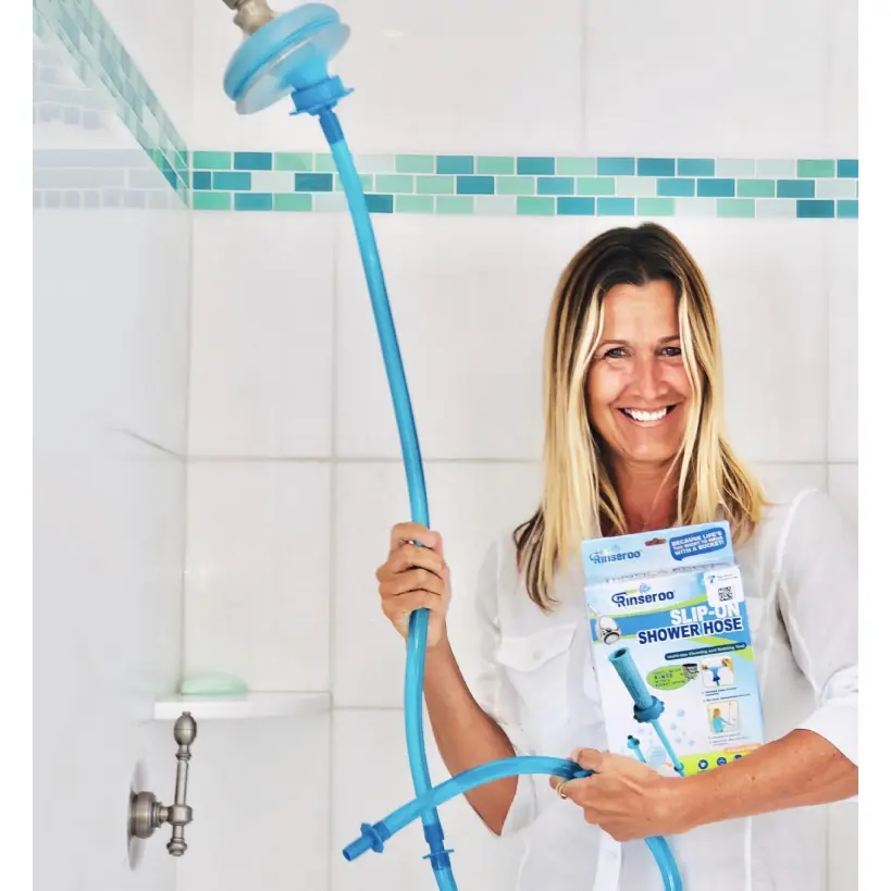 Rinseroo Shower Cleaning Thing - Slip-On 6' Hose for Easy Wall Rinsing & More - Fits Showerheads Up to 4" Diameter - No Installation Required - Shower Attachment Shower Attachment