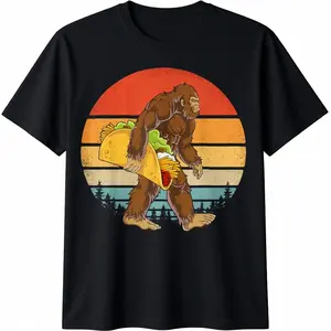 Funny Vintage Bigfoot Carrying Taco Funny Cinco De Mayo Boys Men Sasquatch T-Shirt A85