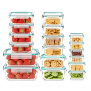 18 Pack BPA Free Glass Meal Prep Containers,Airtight Lids for Office Lunch Food Storage,Microwave Oven Freezer Dishwasher Safe