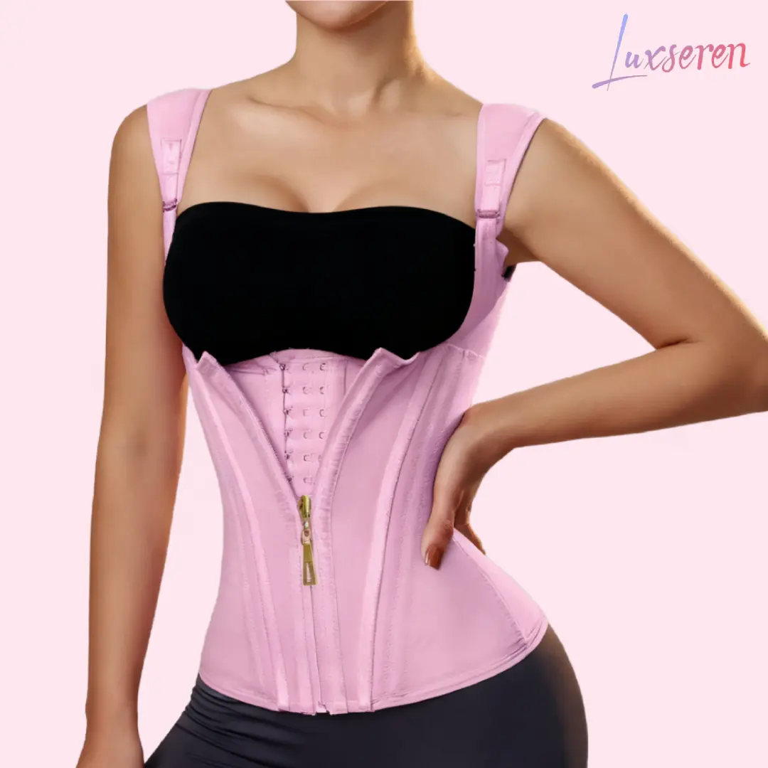 LUXSEREN Women's Solid Color Compression Tight-Fitting Shaper Minimising Waist-Worn Shapewear Top - Adjustable Hook-and-Eye Closure, Zipper, High-Waist Tummy Control Girdle Corset for Multi-Season Use, Tight-Fitting Shapewear Tops