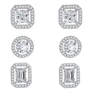 Radiance by Absolute™ 15ctw Mixed-Cut Halo Stud Earrings 3-piece Set