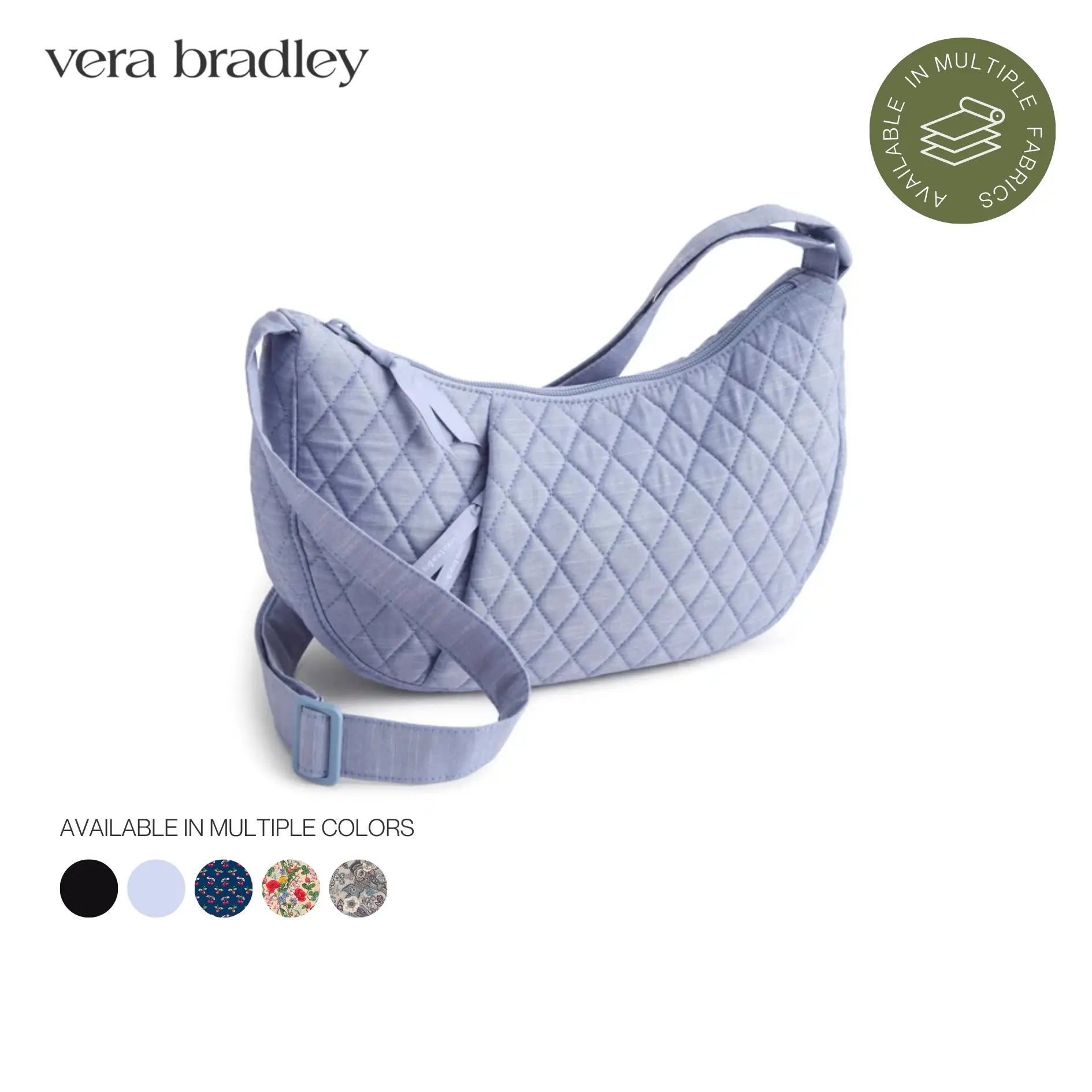 Vera Bradley Kimmel Sling Crossbody | Cotton & Featherweight Crescent Crossbody Bag with Adjustable Strap & Zip Pockets