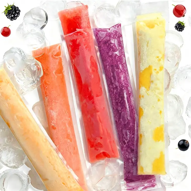50 PCS Food-grade disposable popsicle bags, fruit jelly bags, ice cream, popsicle sticks, long strips, homemade ice pop bags