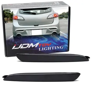 iJDMTOY Black-Out Smoked Lens Rear Bumper Reflector Lenses For Mazda 2010-2013 Mazda3, Mazdaspeed3 Sedan/Hatchback