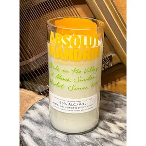 Upcycled Absolut bottle Candle (Different Labels Available)
