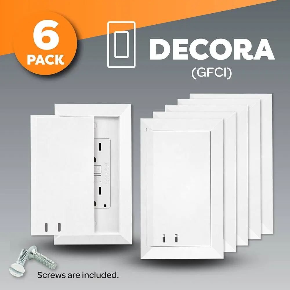 6 Pack Sliding and Locking Outlet Cover (White) - Decora GFCI