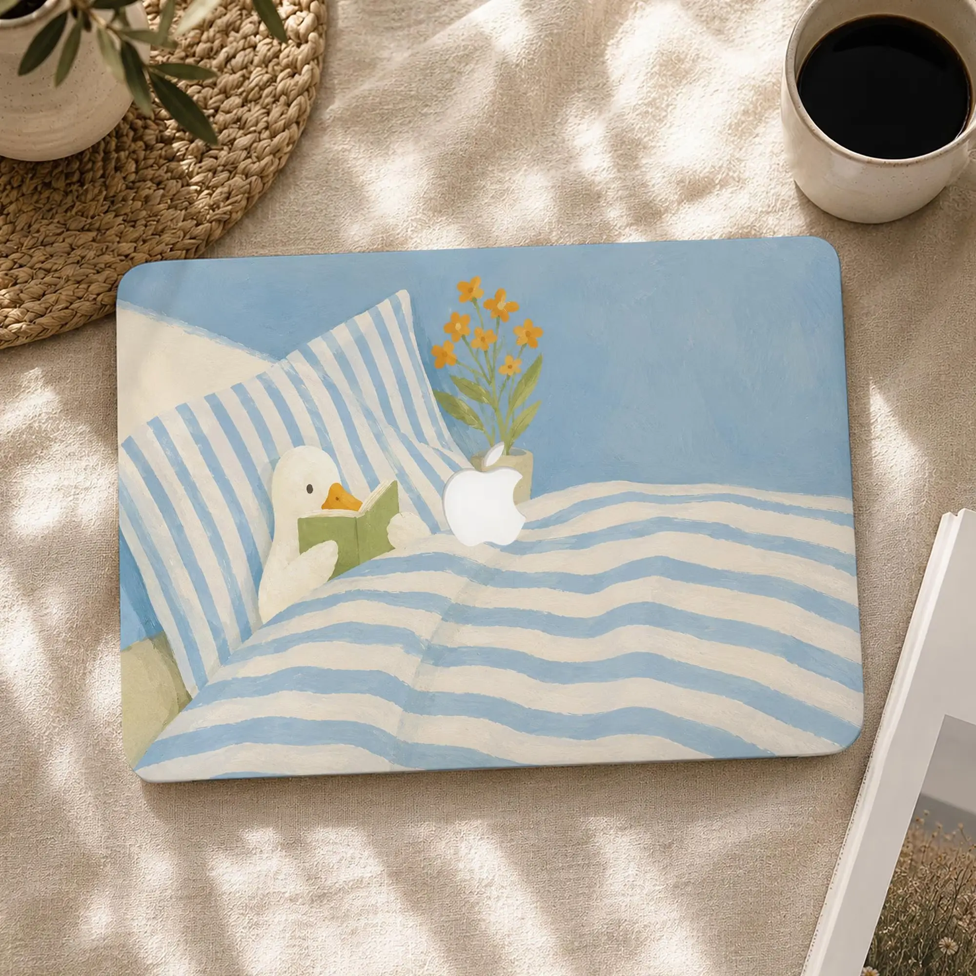 Reading Duck Art Cover MacBook Case for MacBook Air 15 13, MacBook Pro 16 14 13 Inch,  MacBook Protective Case Cover