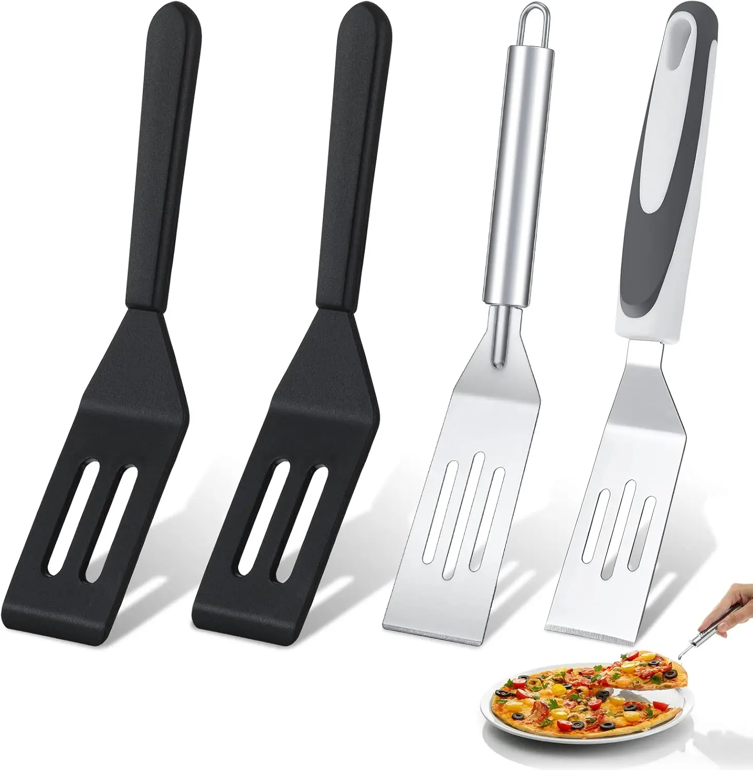 Small Stainless Spatula, Mini Serving Spatula, Steel Metal Spatulas Set, Cutter and Serve Turner for Kitchen Use for Cookie, Pancakes, Lasagna, Brownies and Cake
