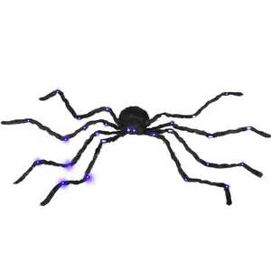 HOMCOM 3.25" Outdoor Halloween Decoration, Light-up Oversized Spider Halloween Prop with Light Up Bendable Legs