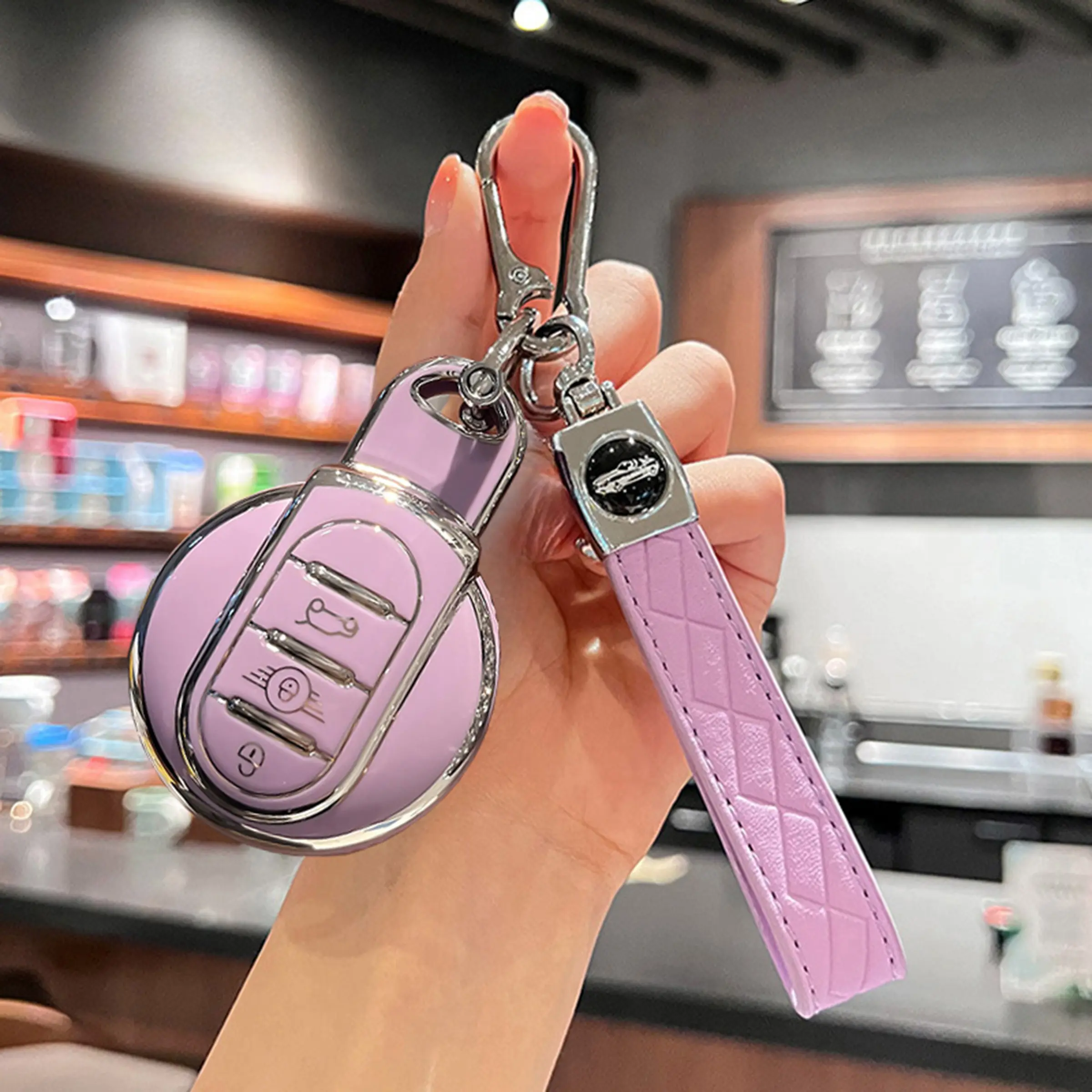TPU Keychain Cover with Key Ring for BMW Mini Cooper S One JCW F54 F55 F56 F57 F60 Clubman Countryman High Quality TPU Key Chain Set