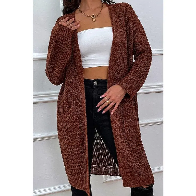 Brown Drop Shoulder Duster Cardigan