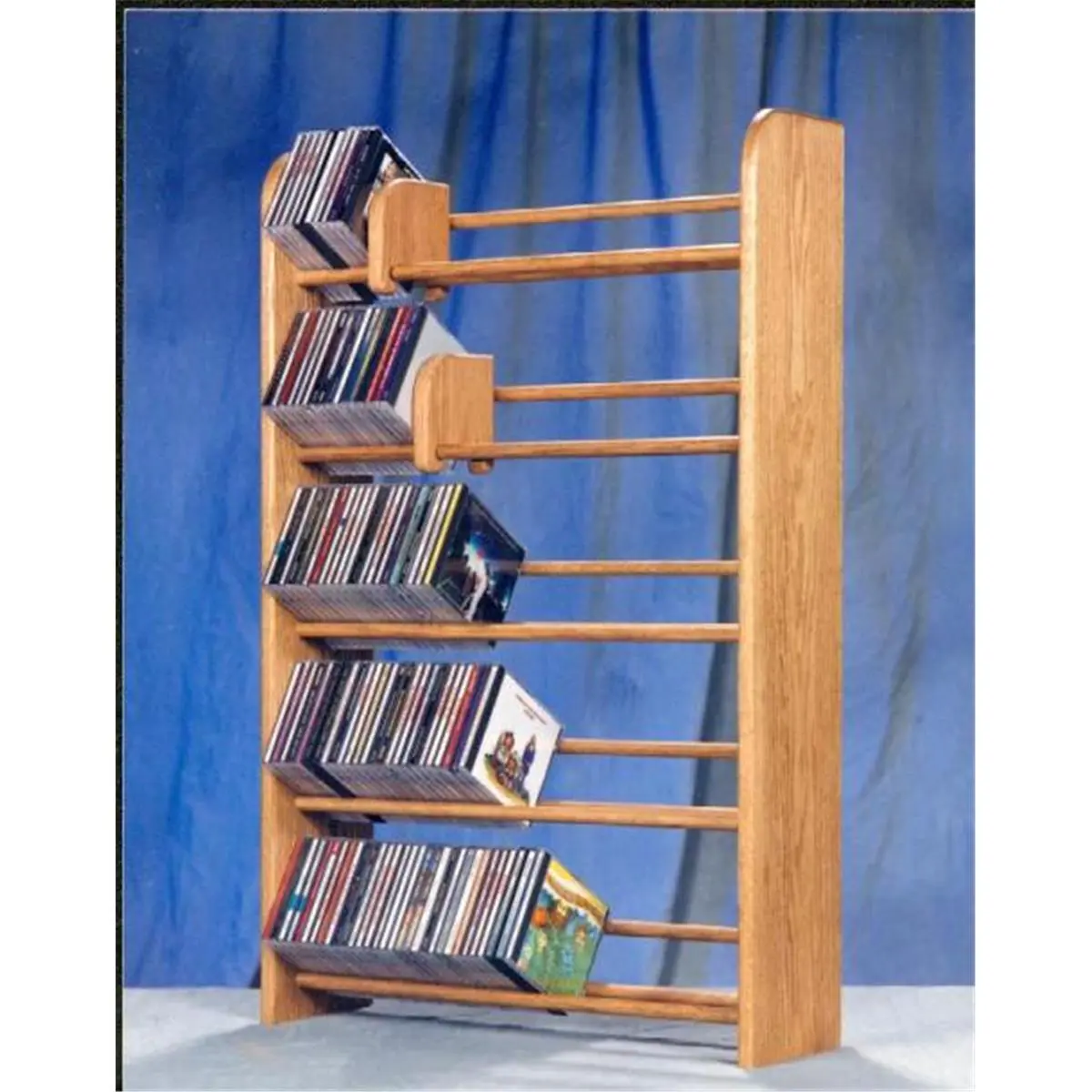 Solid Oak 5 Row Dowel CD Rack