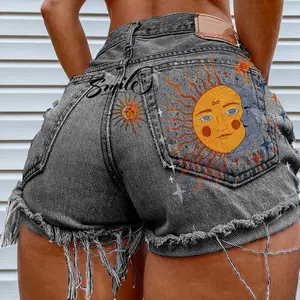 Jean shorts baggy jorts Y2KHigh Waist Ripped  Shorts Women's Casual Loose Breathable A-Line Hotpants - Trendy Versatile Streetwear Outfit Must-Have  Fashion Ins Styl stretchy jean short Blue Womenswear Bottom Comfort