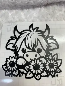 Sunflower Cow Vinyl Car Decal