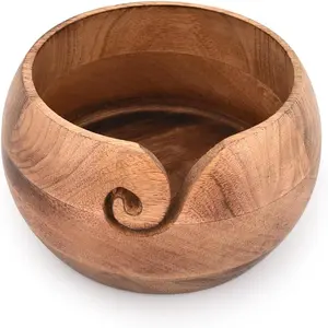 Wooden Yarn Bowl Portable Knitting Yarn Bowl Christmas Gifts for Women Knitting Crochet Knit Picker Yarn Bowl (7" x 7" x 4'')