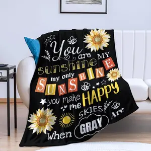 Sunflower Blanket You Are My Sunshine Throw Blanket Cozy Soft Flannel Lightweight Blanket Gifts For Adults Kids All Season 50"X40"