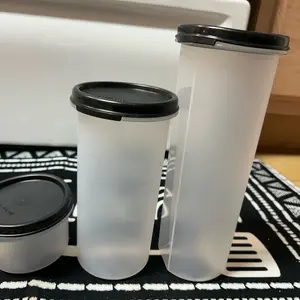 Round modular Plastic With Lid Round Black